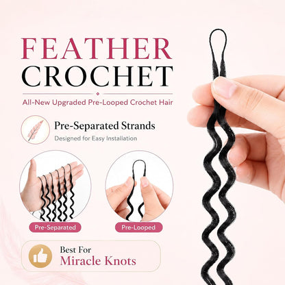 Ocean Wave Crochet 100% Human Hair - Boho Braiding Hair For Miracle Knots (50g/Pack)
