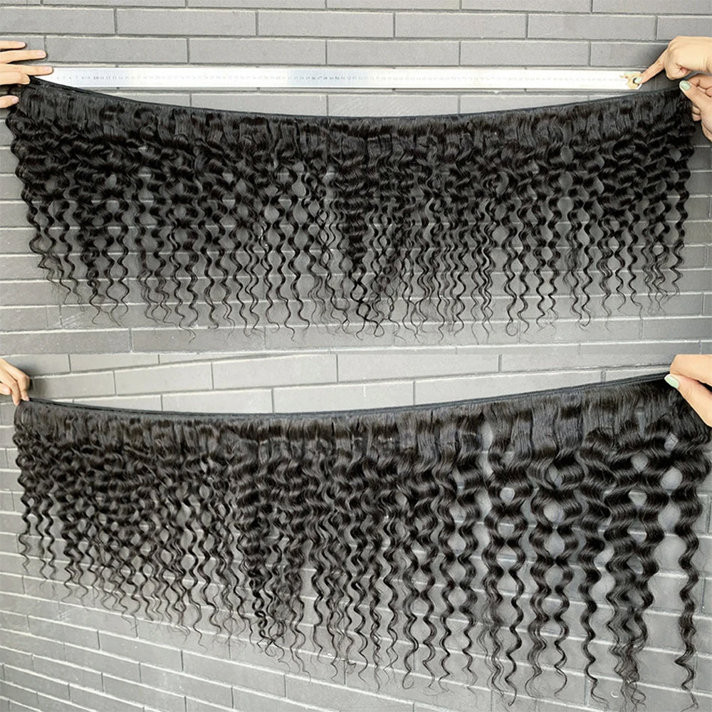 Super Long single drawn raw hair Deep Wave 32-40 Inches High Quality 100% Human Hair | Unprocessed Single Donor Bundles