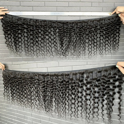 Super Long single drawn raw hair Deep Wave 32-40 Inches High Quality 100% Human Hair | Unprocessed Single Donor Bundles