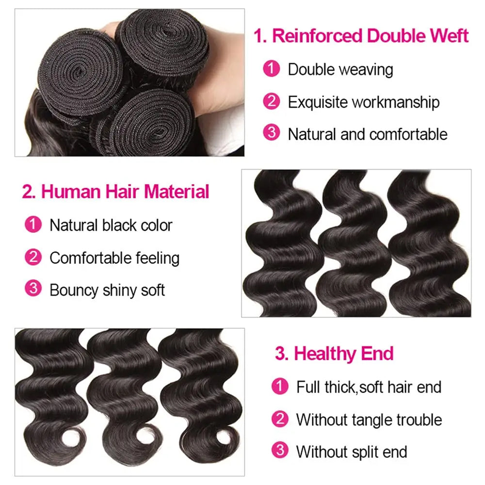 Ustar Master Blend Body Wave Bundles | Natural Black 1B | 12"-30" | Human Hair + Premium Fibers