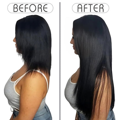 Seamless Clip in Straight Natural Black 7 Pcs Hair Extensions Thick Hair Extensions High Quality Premium Human Hair Clip Ins – Easy Install