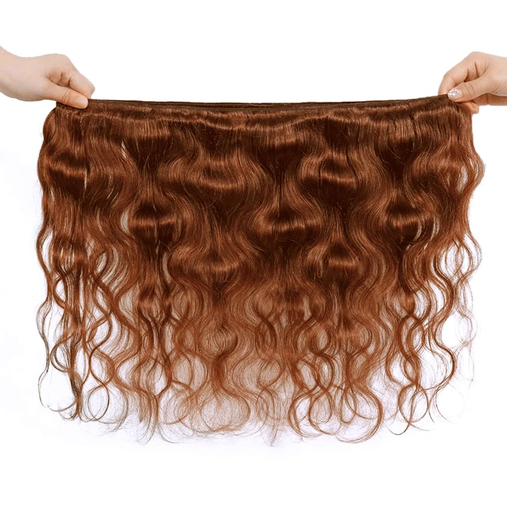 100% Auburn (#33) Body Wave Human Hair Bundles | Warm Tone & Effortless Waves | Single Donor Cuticle Intact 100g
