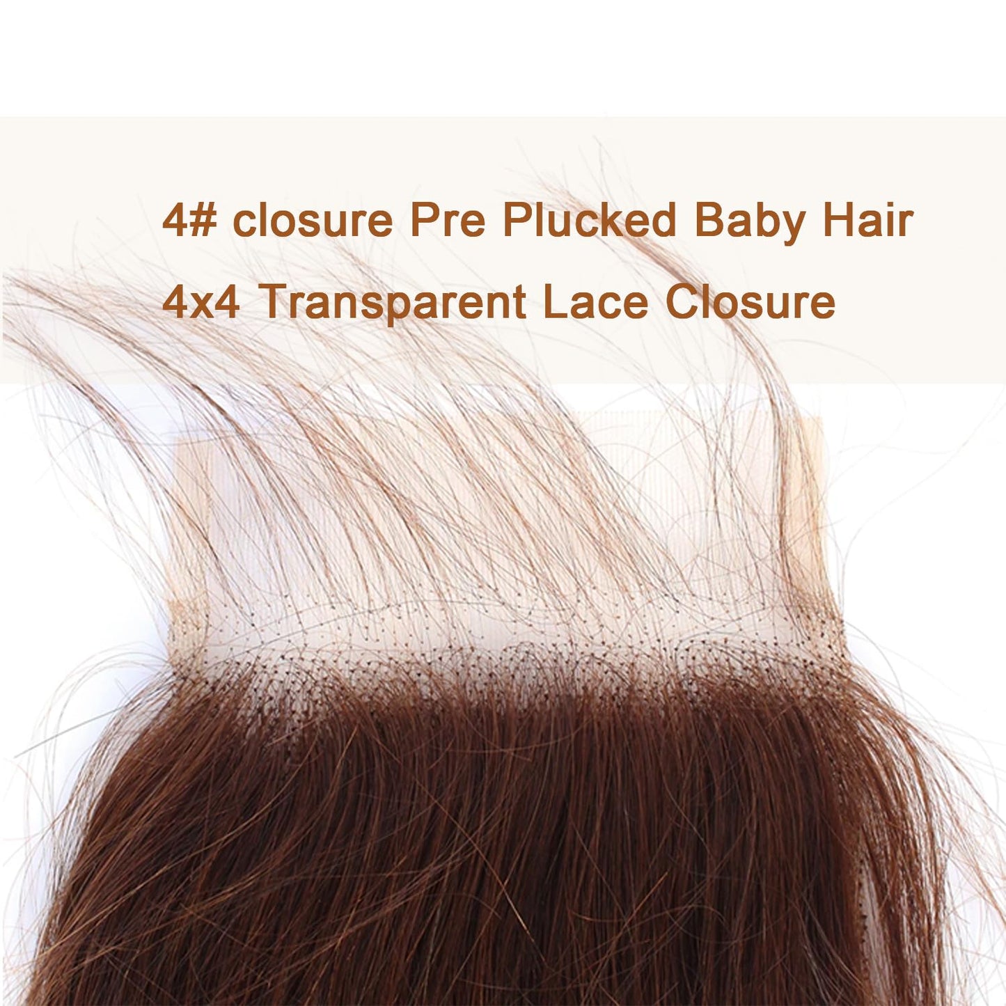 4X4 Lace Closure Body Wave Medium Brown (#4) Color 100% Human Hair Closure – Transparent Lace, Natural Look