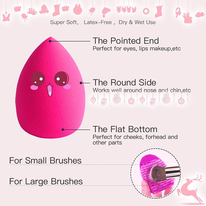 Makeup Brushes Set with 4PCs Makeup Sponge