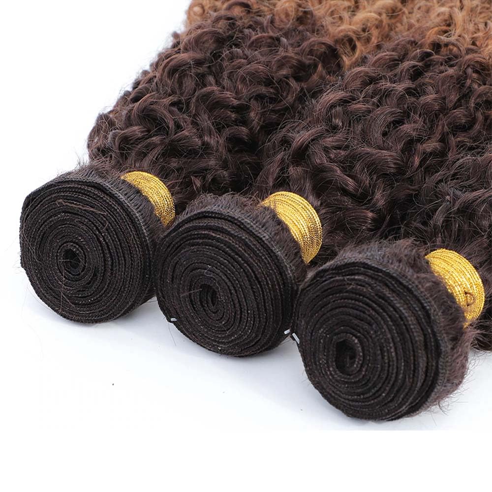 Ombre Dark to Light Brown (4/30) Jerry Curl 100% Virgin Human Hair Bundles | Natural Brown Gradient