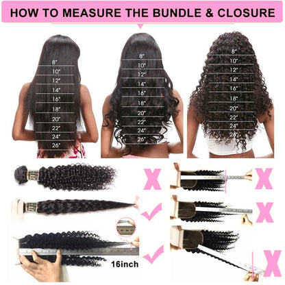 4x4 Lace Transparent Lace Closure Deep Wave Virgin Natural Human Hair | Bleached Knots, Free Part