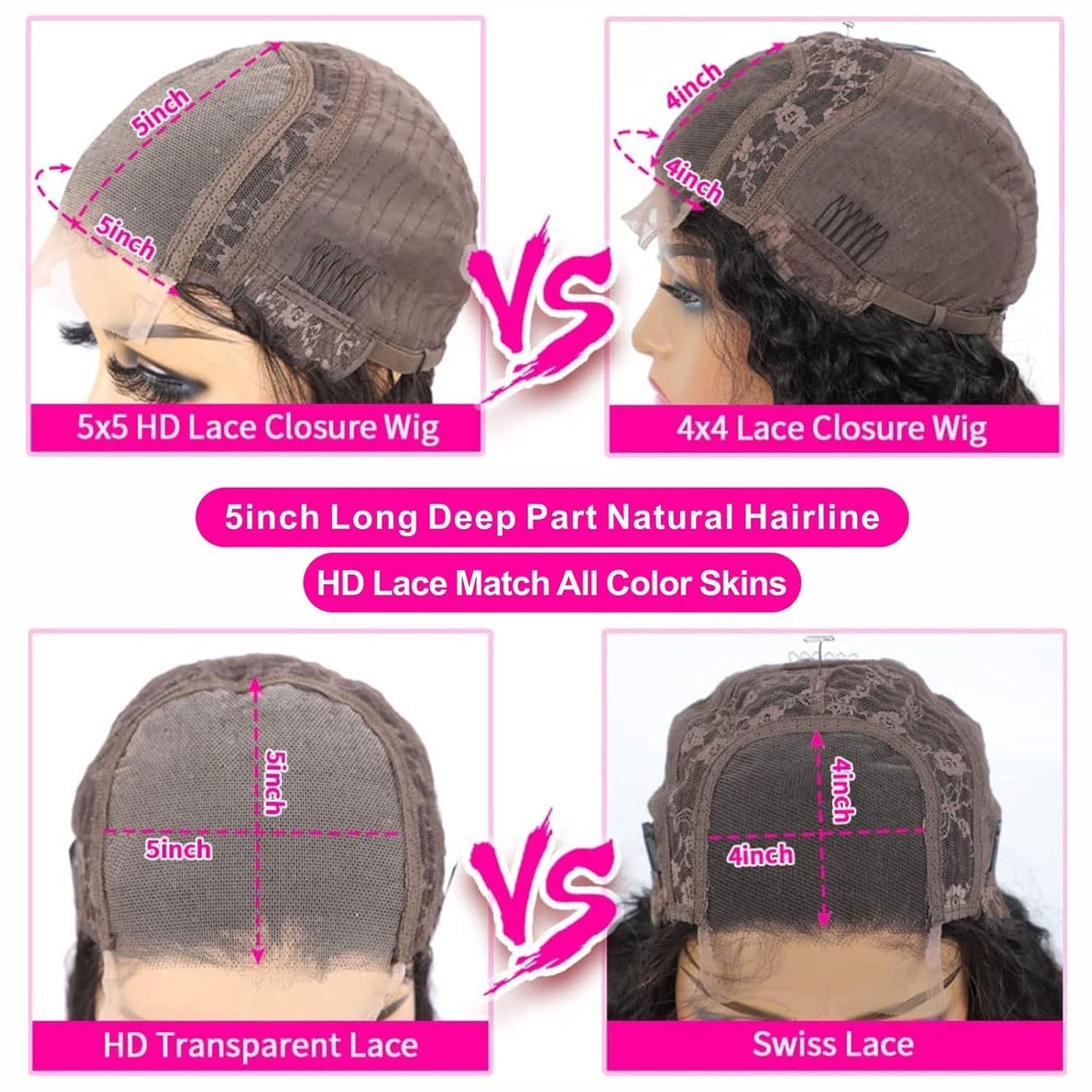 5x5 HD Lace Closure Wig Body Wave Human Hair Swiss Lace, Skin-melt Lace, Invisible Lace