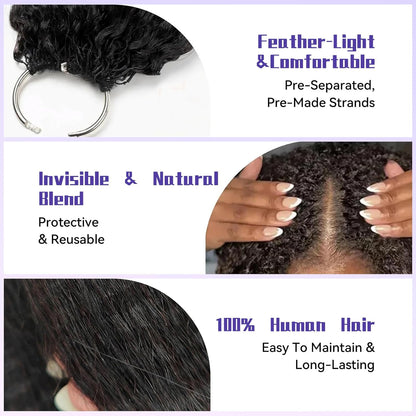 Kinky Straight Crochet 100% Human Hair - Boho Braiding Hair For Miracle Knots (50g/Pack)