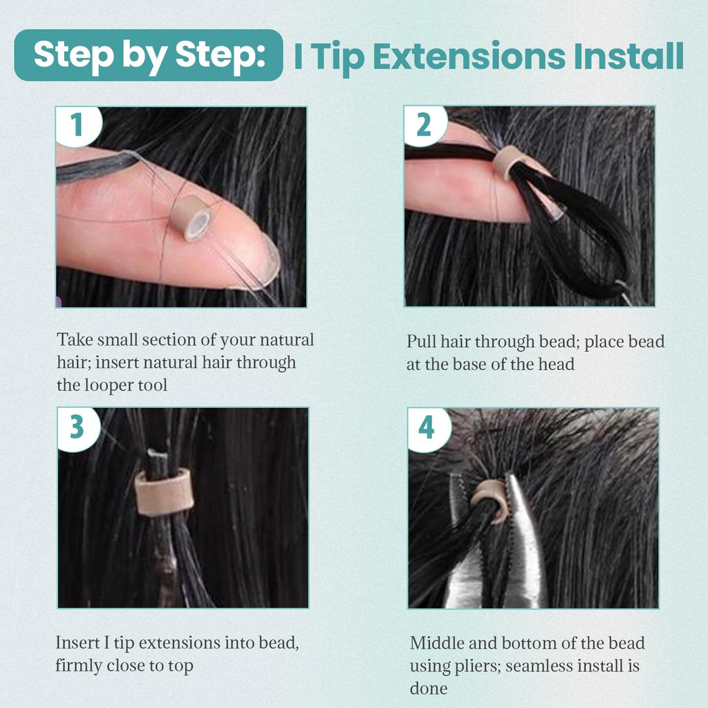 I-tip Premium Hair Extensions Natural Black Straight – 100% Human Hair, Pre-Bonded, 18"-24"