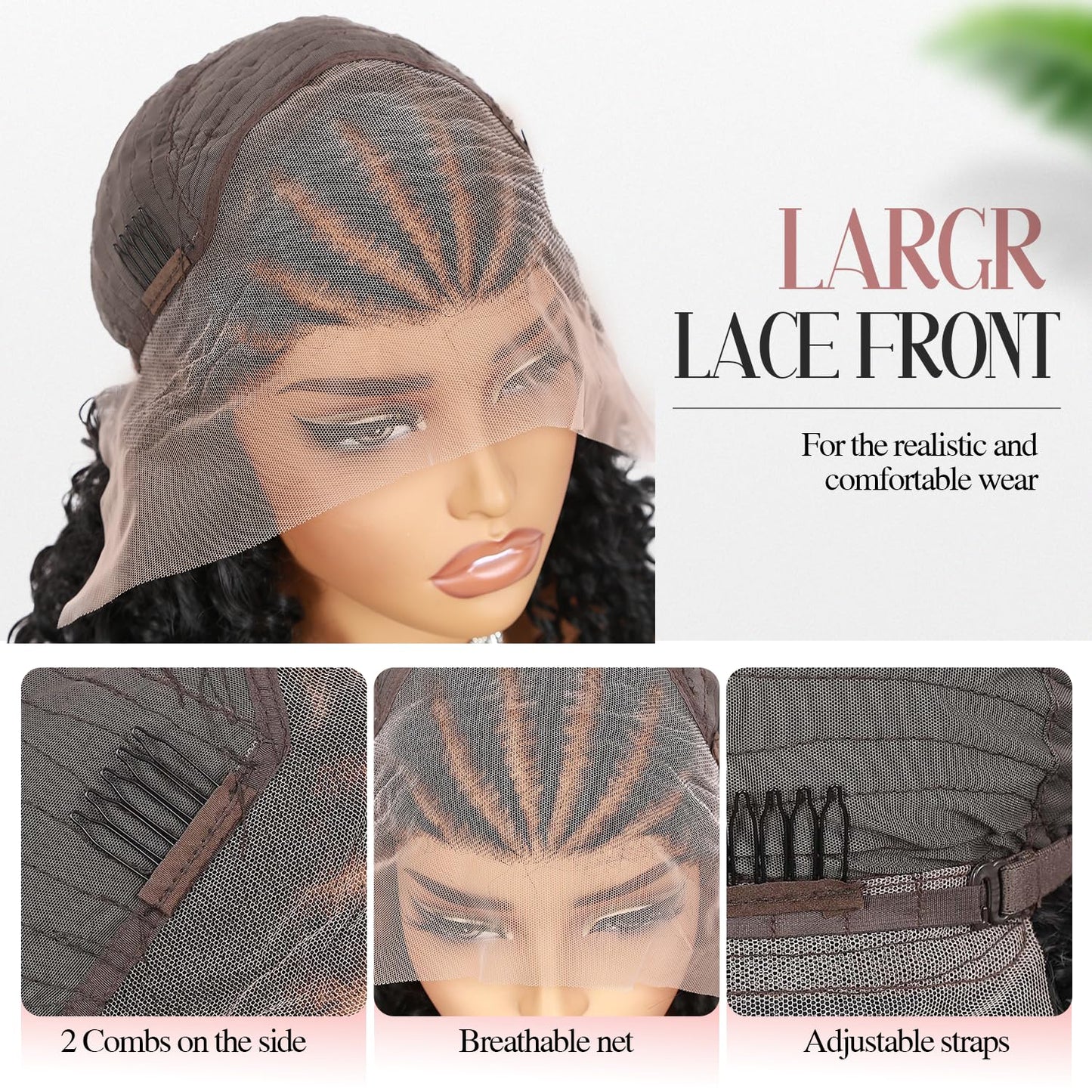 Fancy Hair Cornrow with Curly Braided Wig, Baby Hair Glueless Transparent 13x4 Inch Lace Frontal Wig for Black Women 12 to 16 inches