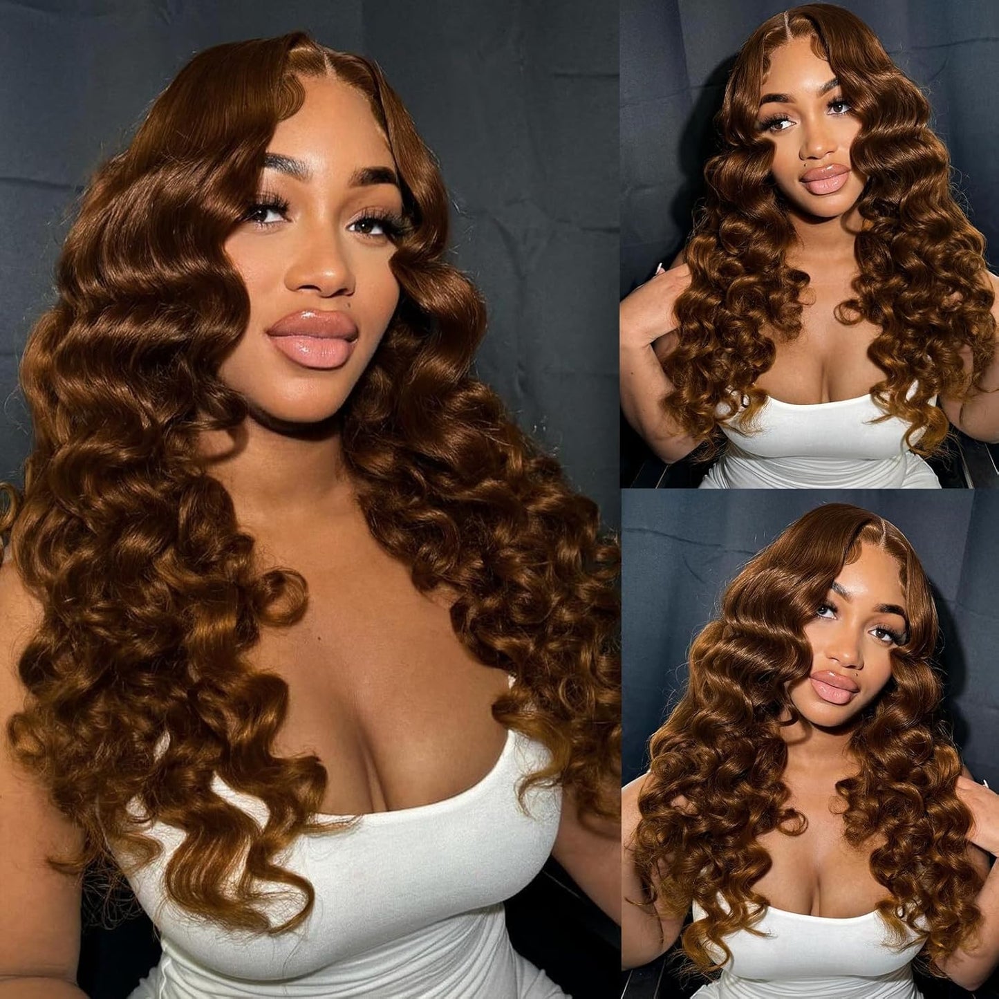 Chocolate Brown Loose Wave Wig – 13x4 Transparent Lace Front #4 100% Virgin Human Hair