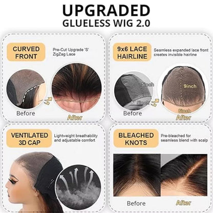 1B/30 Highlight Body Wave 9x6 Wig 100% Human HairPre Plucked Pre Cut Wear and Go Glueless Wig  Bleached Tiny Knots  200% Density