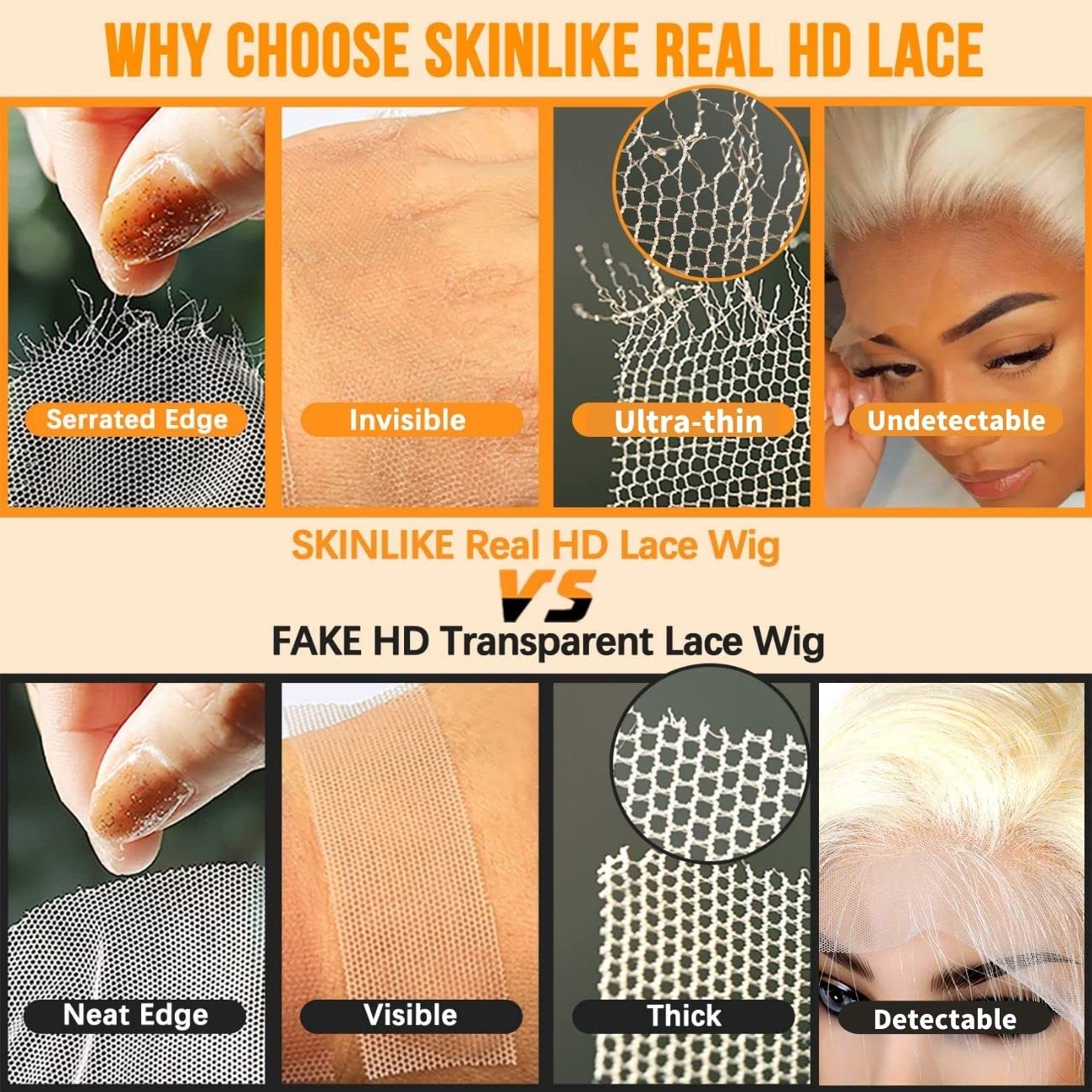 13x6 HD Lace Frontal 613 Blonde Deep Wave 100% Human Hair Swiss Lace, Skin-melt Lace, Invisible Lace – Wider Part