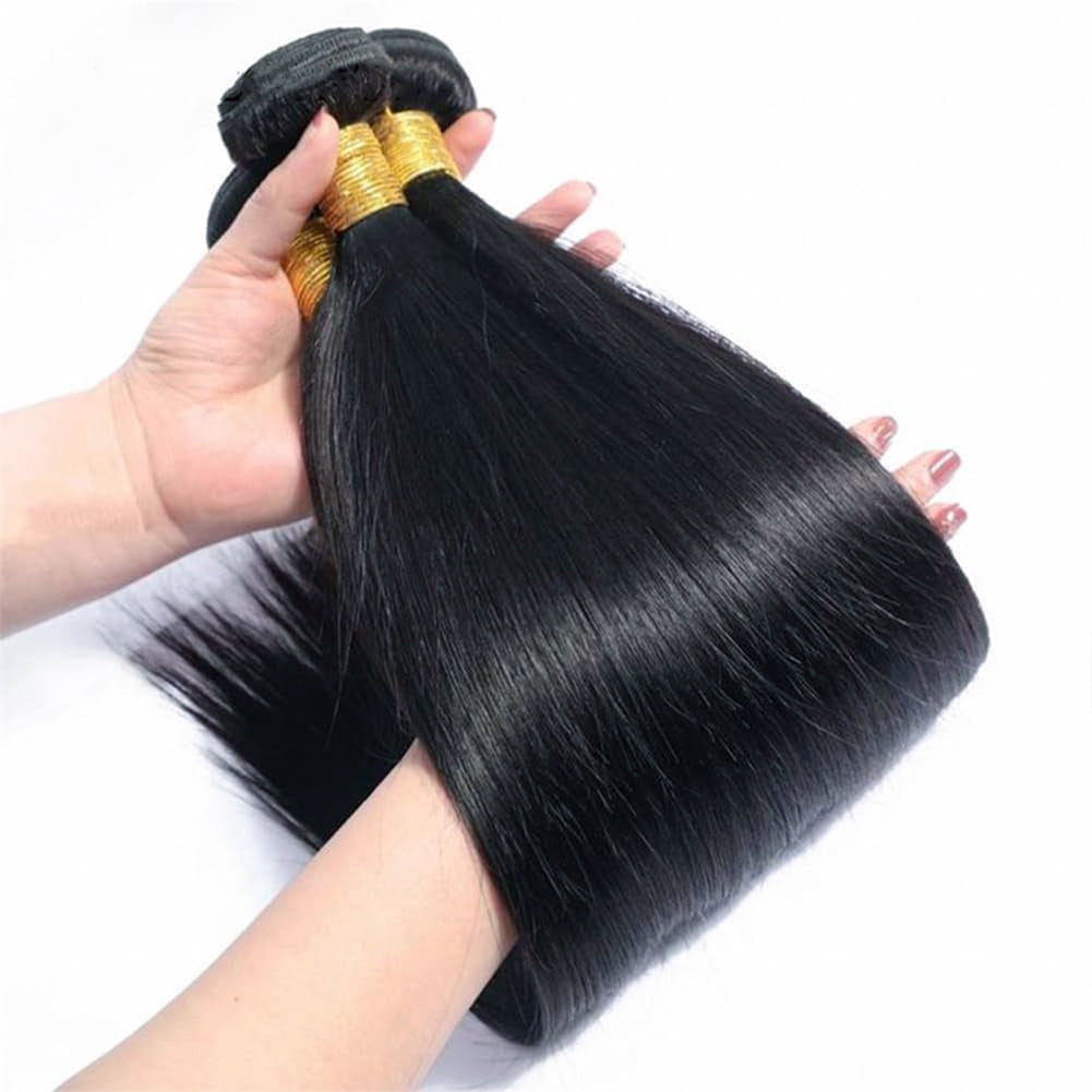 12A Premium Indian Straight Hair Bundles – Jet Black #1 Silky Unprocessed Human Hair Extensions | Machine Double Weft 10"-24"