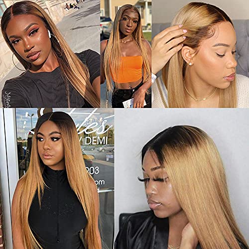 Ombre Black & Ash Blonde (1B/27) Straight 100% Virgin Human Hair Bundles | Sleek Two-Tone