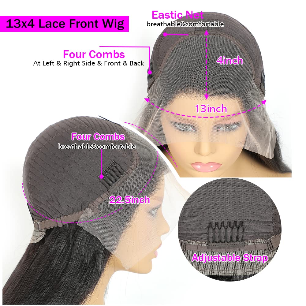 13X4HD Full Lace Frontal Wig Kinky Straight 200 Density 100% Human Hair , Swiss high-definition (HD) Lace, Skin-melt Lace, Invisible Lace
