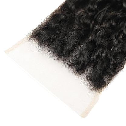 5x5 Transparent Lace Deep Wave Lace Closure Brazilian Virgin Human Hair | Free Part, Bleached Knots