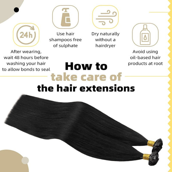 Flat K Tip 100% Premium Human Hair Extension – Straight Black