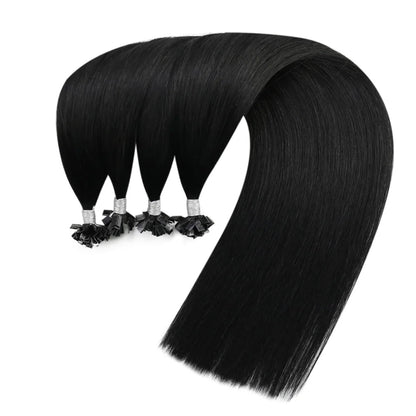 Flat K Tip 100% Double Drawn Human Hair Extension – Straight Black