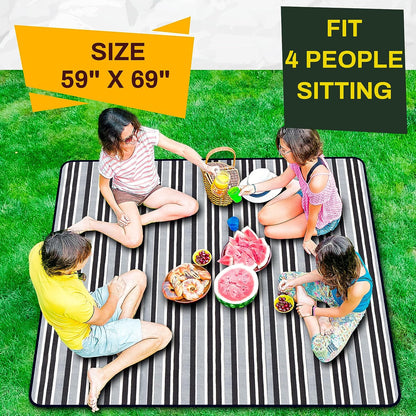 Portable Picnic Blankets, 3 Layer Soft Fleece Blanket for Beach,Camping on Grass, Waterproof, Sandproof, Best Gift for Couple & Families