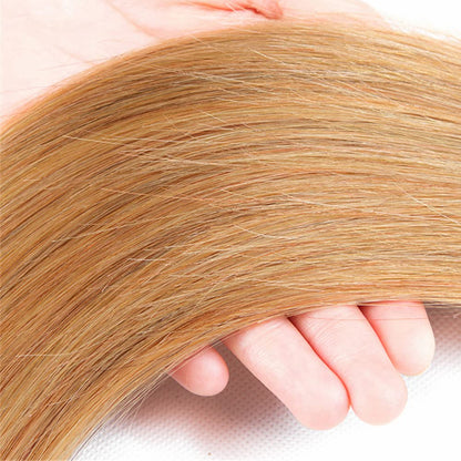 Honey Blonde Weft #27 Straight 100% Human Hair Unprocessed virgin remy hair Bundles | Single Donor Cuticle Intact