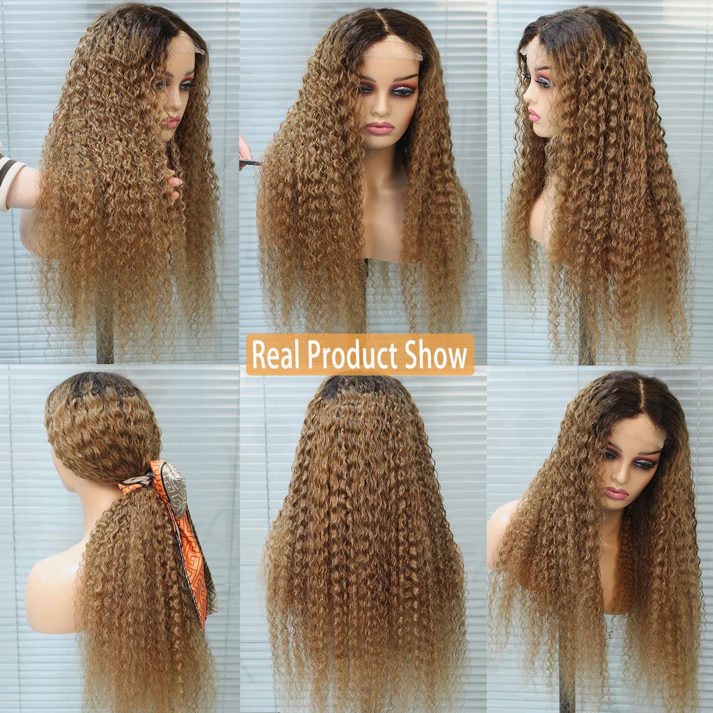 4/30 Jerry Curl 4x4 Lace Closure Wig OMBRE Color  100% Human Hair WIG Virgin Remy Hair