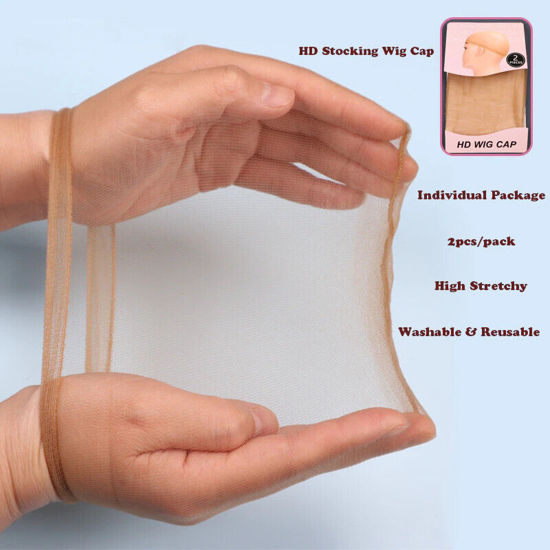 HD Nylon Mesh Net Hair Wigs Stocking Cap Fishnet Elastic Liner 2pcs per pack