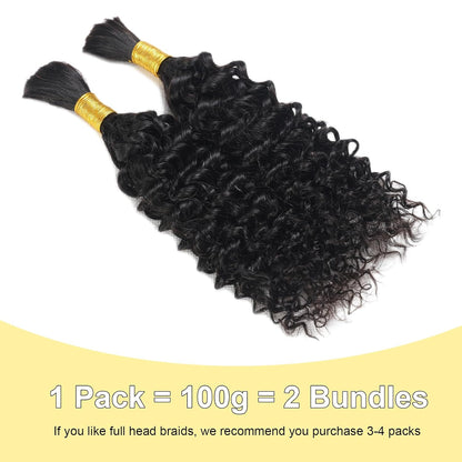 100% Human Hair Boho Braiding Hair - Jerry Curl Natural Black 100g/Bundle