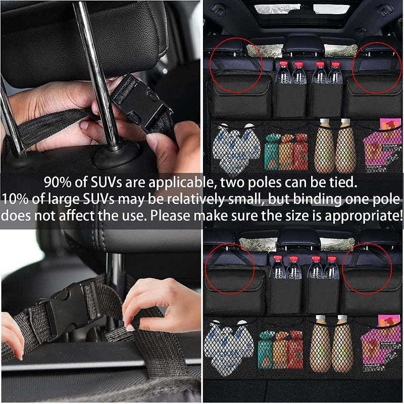 Backseat Hanging Car Trunk Organizer With 9 Large Storage Bag