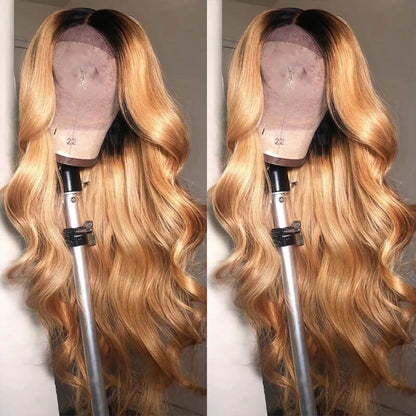 1B/27 Body Wave 4x4 Lace Closure Wig Ombre Color 100% Humanwig virgin remy hair
