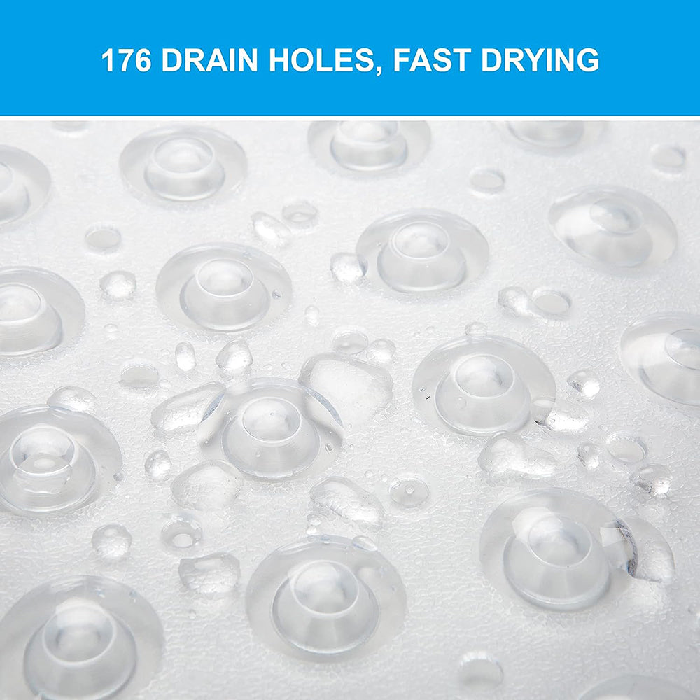 40 x 16 Inches Non-Slip Shower Bath Tub Mat With Suction Cups And Drain Holes, Beige