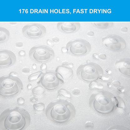 40 x 16 Inches Non-Slip Shower Bath Tub Mat With Suction Cups And Drain Holes, Beige