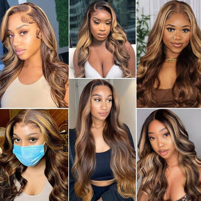 1B/30 Highlight Bounce Body Wave Wig – 13x6 HD Lace Frontal 100% Remy Human Hair