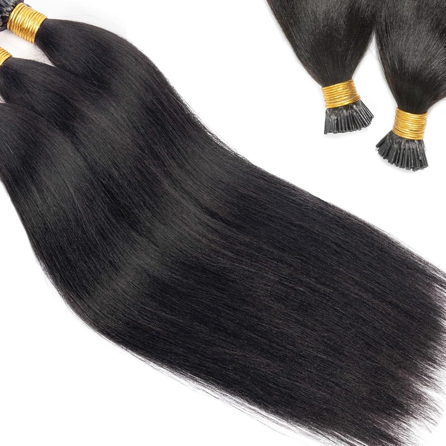 I-tip Premium Hair Extensions Natural Black Straight – 100% Human Hair, Pre-Bonded, 18"-24"