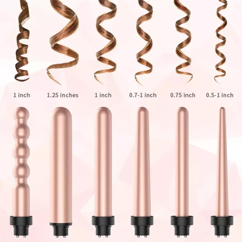 6-In-1 Curling Iron Wand Set with LED Temperature Control | Ceramic Hair Curler