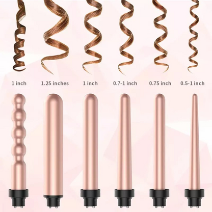 6-In-1 Curling Iron Wand Set with LED Temperature Control | Ceramic Hair Curler