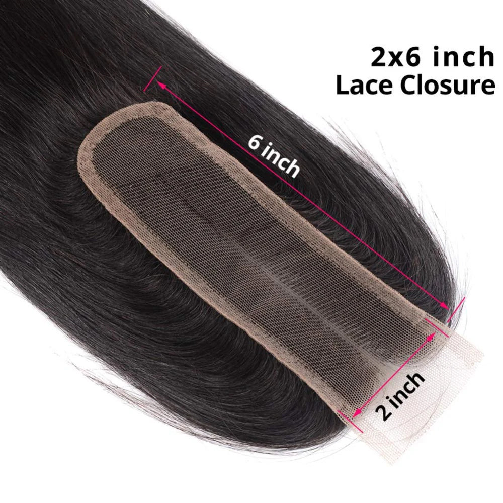 2x6 HD Lace Closure Straight – Brazilian Virgin Human Hair | Pre-Plucked, Skin-Melt HD Lace