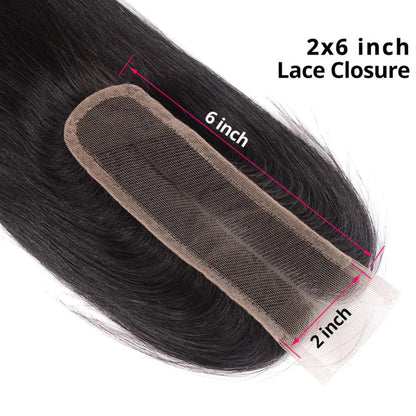 2x6 HD Lace Closure Straight – Brazilian Virgin Human Hair | Pre-Plucked, Skin-Melt HD Lace