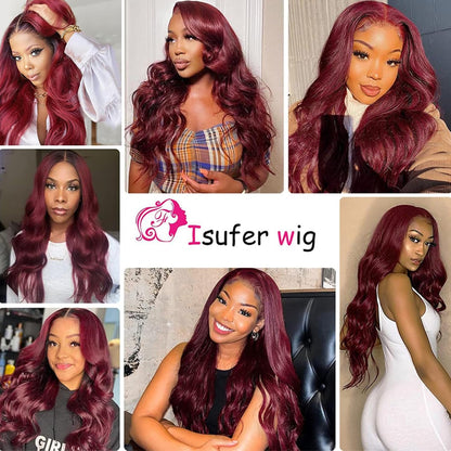 4X4 Lace Closure Body Wave Ombre (1B/99J) 100% Human Hair Closure – Transparent Lace, Burgundy Ombre