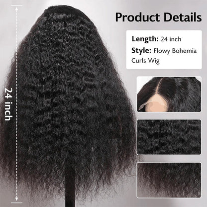 5x5 Glueless Lace Closure Wig Jerry Curl Human Hair, Skin-melt Lace, Invisible Lace