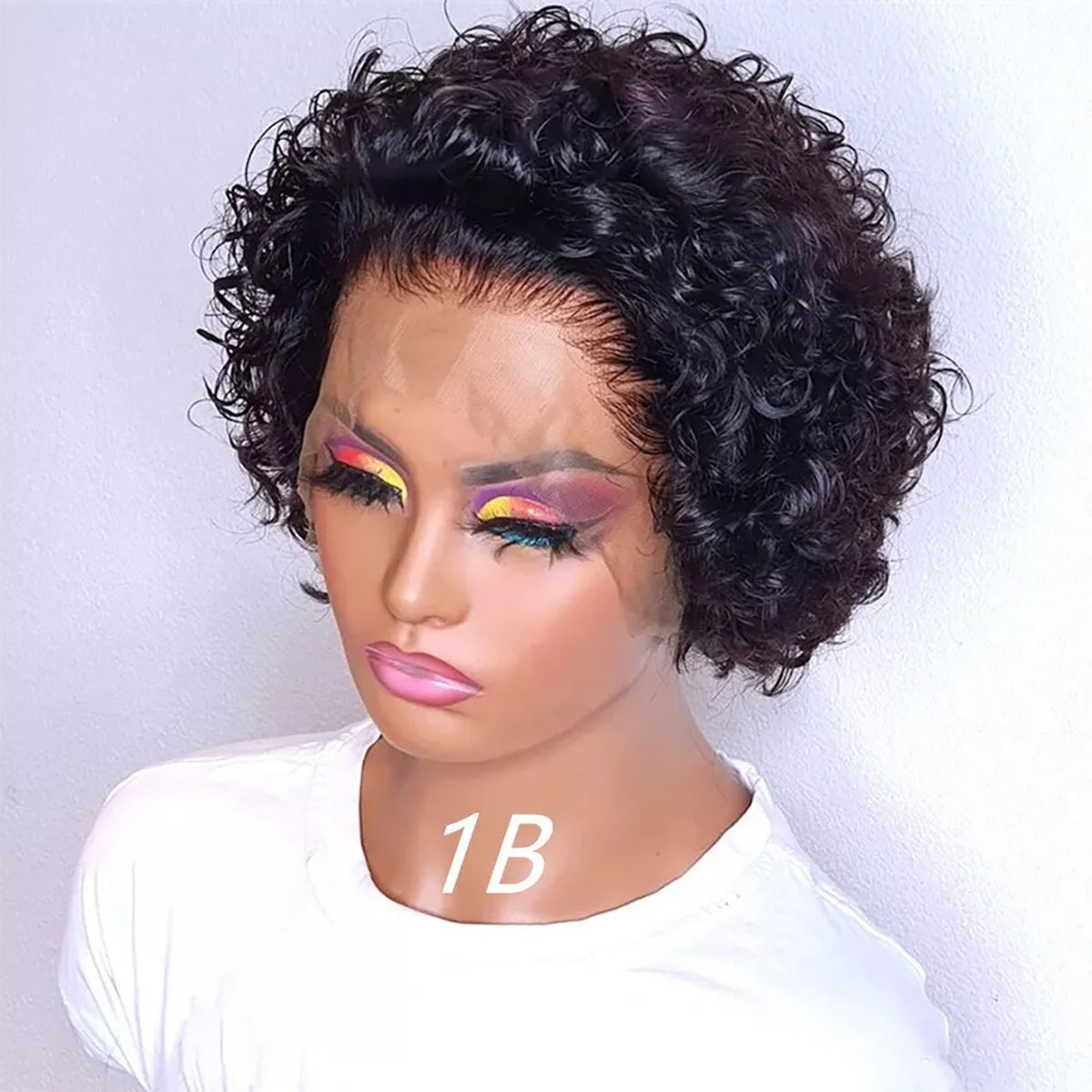 Orange Short Curly Bob Wig – 13x1 Lace Front 100% Human Hair