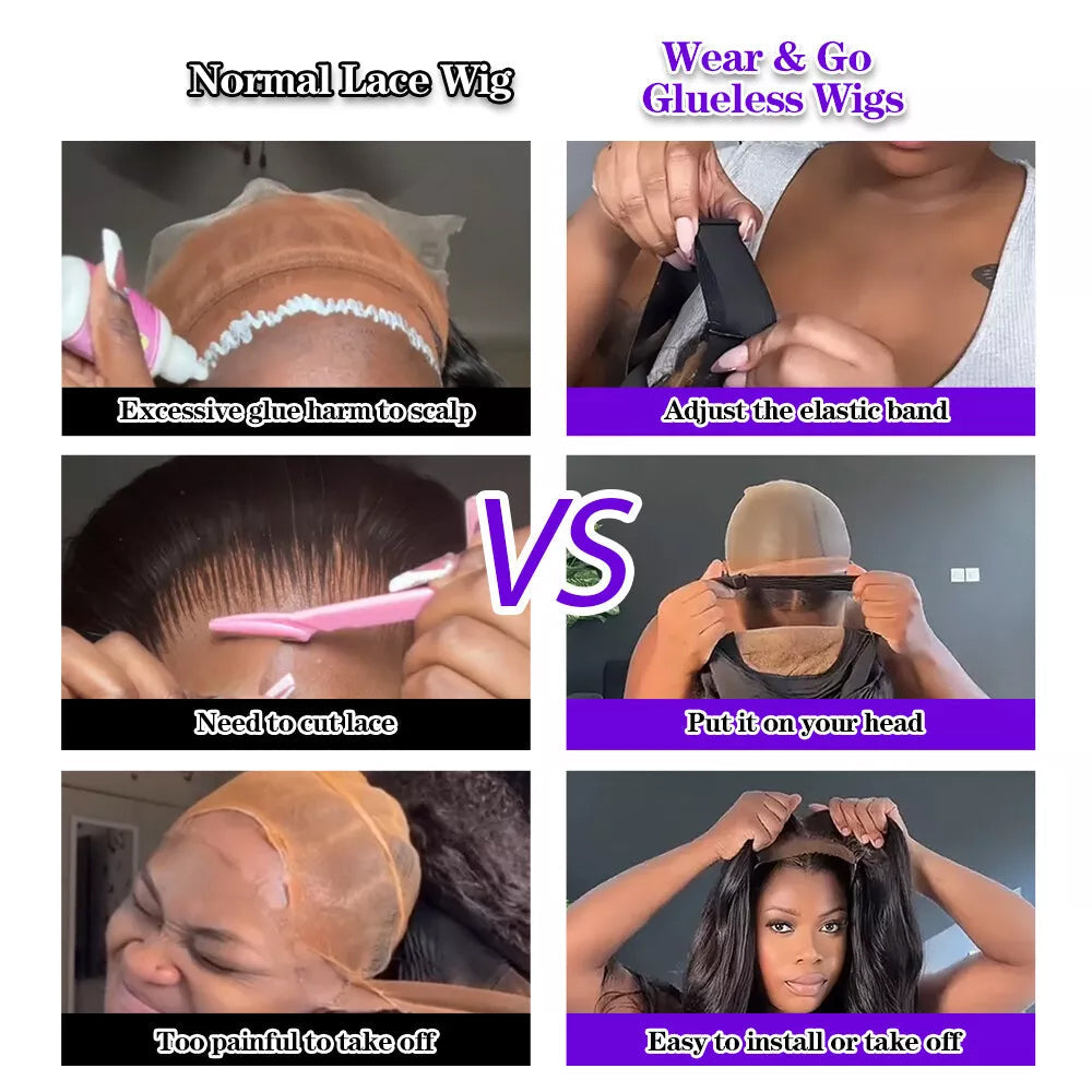 9x6  Lace Closure Wig Body Wave Human Hair Wear And Go Glueless Wigs