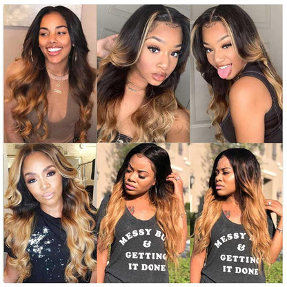 4X4 Lace Closure Body Wave Ombre (1B/427) 100% Human Hair Closure – Transparent Lace, Natural Roots