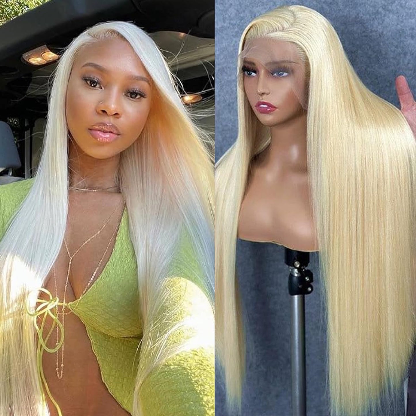 Transparent Lace 13x4 Frontal Wig Color Blonde(613) Straight 100% Human Hair