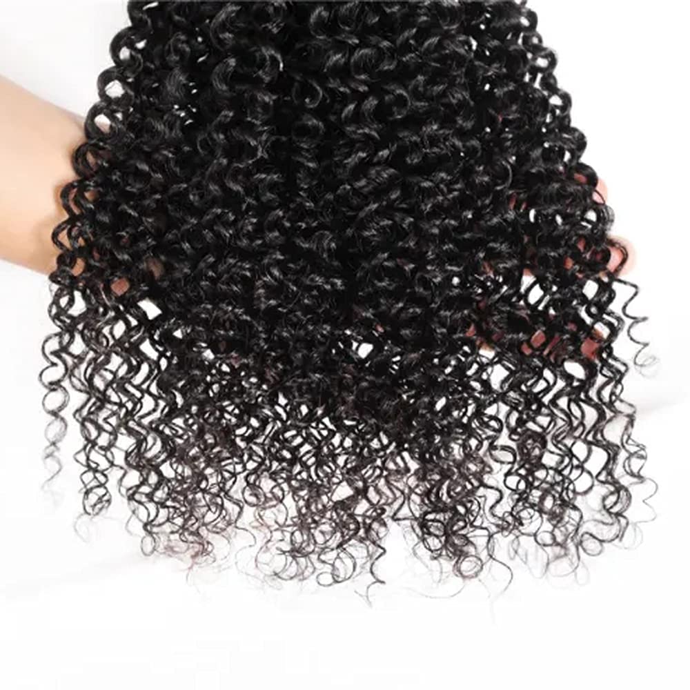 100% Human Hair Bundles - Kinky Curl Natural Black Remy Hair Extensions (8"-30")