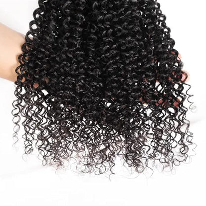 100% Human Hair Bundles - Kinky Curl Natural Black Remy Hair Extensions (8"-30")