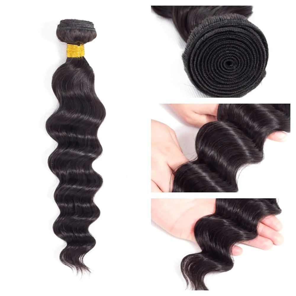 3 Bundles with 5x5 HD Lace Closure Loose Wave 100% Virgin Human Hair
