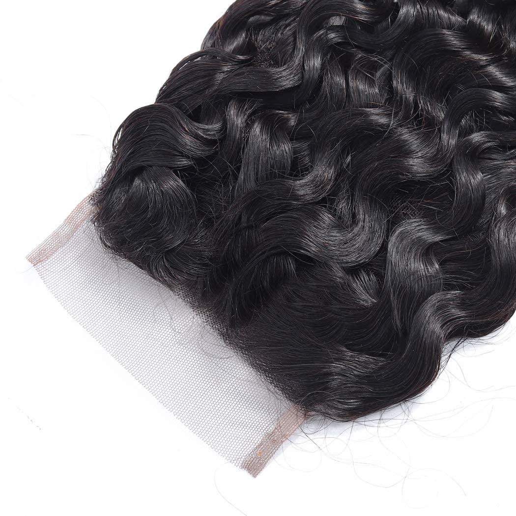 4x4 Lace Transparent Lace Closure Natural Wave Virgin Natural Human Hair | Bleached Knots, Free Part