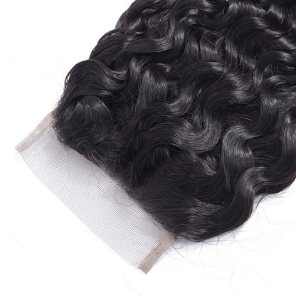 4x4 Lace Transparent Lace Closure Natural Wave Virgin Natural Human Hair | Bleached Knots, Free Part