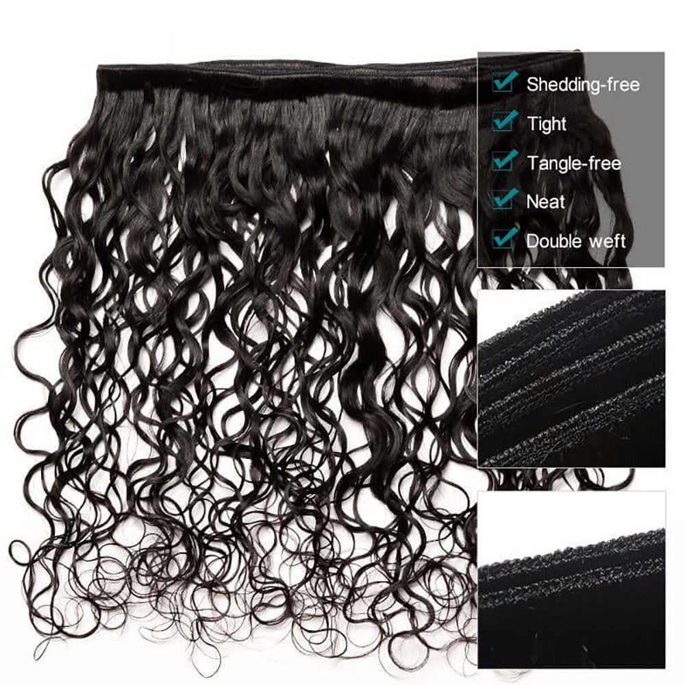 100% Affordable Human Hair Water Wave Bundles | Natural Black 1B | 10"-30" | Remy Weave